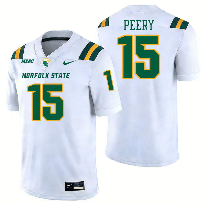 Norfolk State Spartans #15 Marco Peery College Football Jerseys,Uniforms Stitched-White